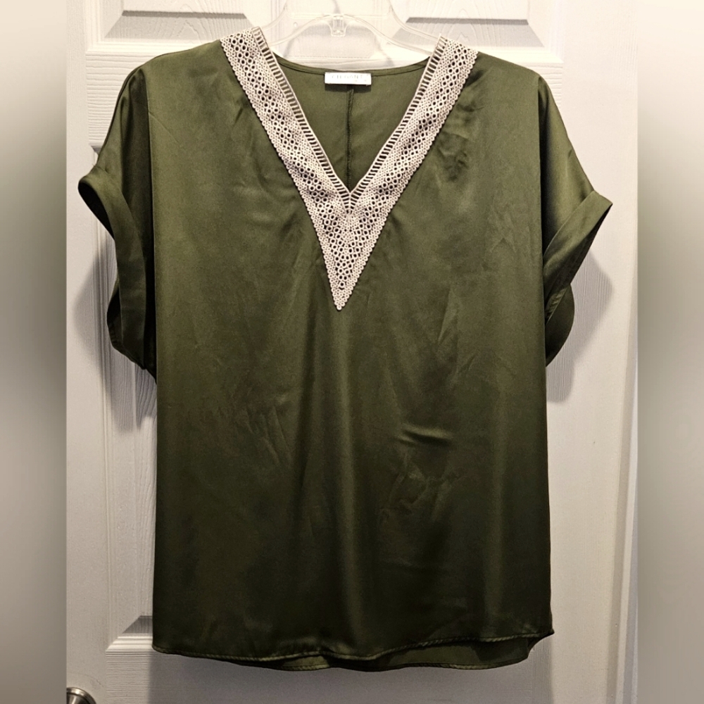 Chigant Capped Sleeve Silk Blouse